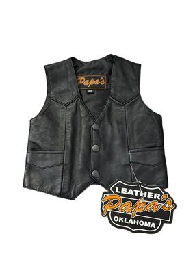 Papa's Black Leather Vest- Little Boys EX-Small- NWT